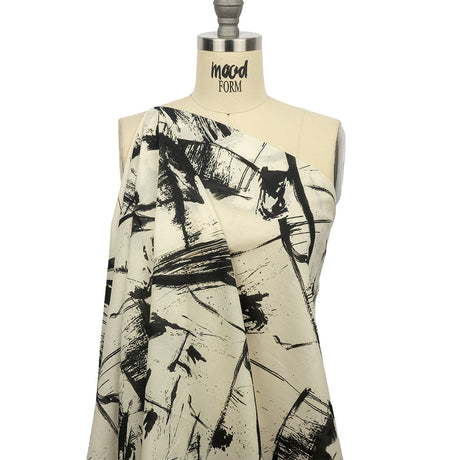 Cotton Voile - Black and White Abstract - Subway Lines Print - Mood Exclusive Metro Collection