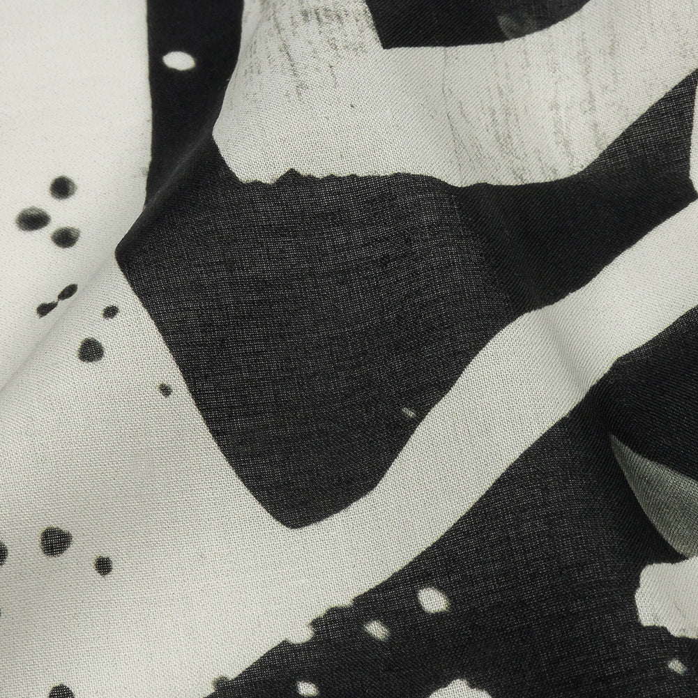 Cotton Voile - Black and White Graffiti Letters - Wall of Fame Print - Mood Exclusive Metro Collection