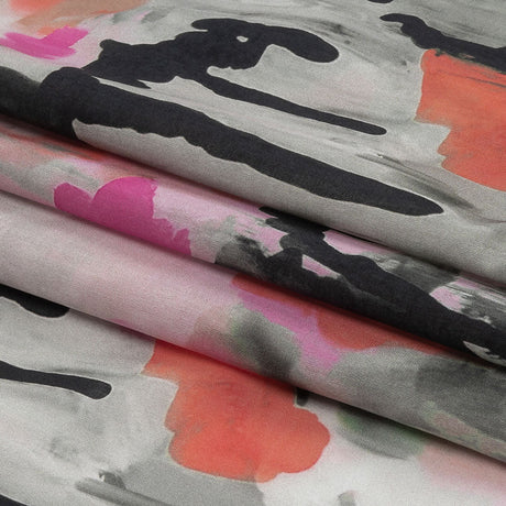 Cotton Voile - Pink and Orange Abstract Paint Drips - Painted Aspirations Print - Mood Exclusive Metro Collection