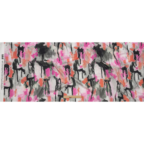 Cotton Voile - Pink and Orange Abstract Paint Drips - Painted Aspirations Print - Mood Exclusive Metro Collection
