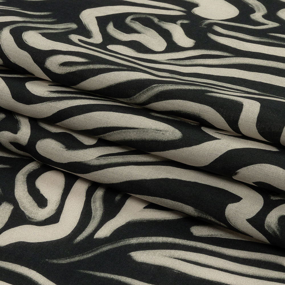 Cotton Voile - Black and White Abstract Lines - Gallery Tour Print - Mood Exclusive Metro Collection