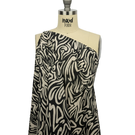 Cotton Voile - Black and White Abstract Lines - Gallery Tour Print - Mood Exclusive Metro Collection