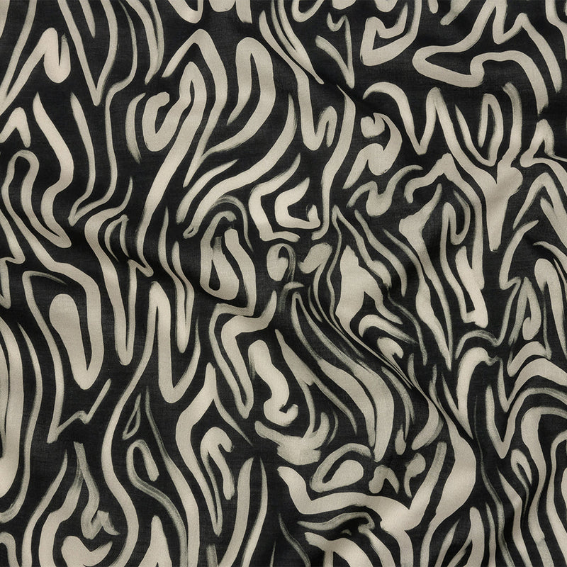 Cotton Voile - Black and White Abstract Lines - Gallery Tour Print - Mood Exclusive Metro Collection