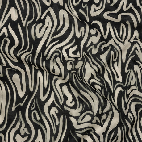 Cotton Voile - Black and White Abstract Lines - Gallery Tour Print - Mood Exclusive Metro Collection