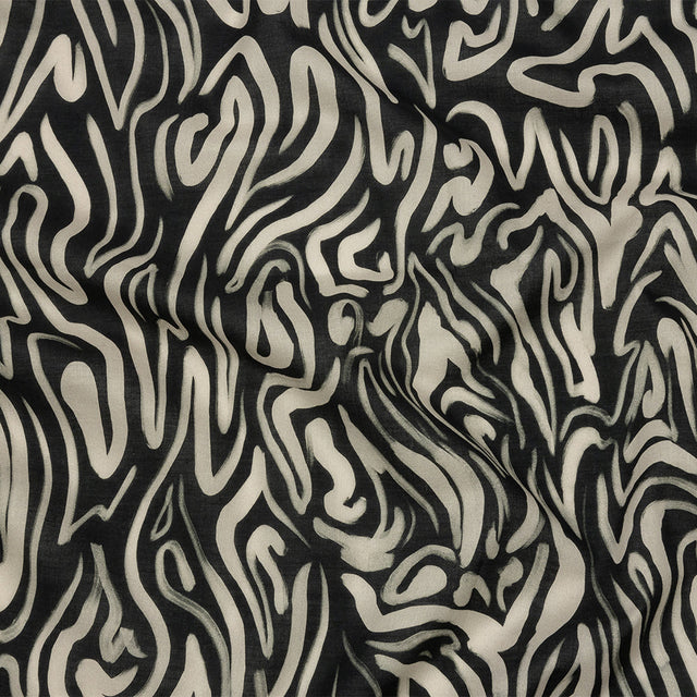Cotton Voile - Black and White Abstract Lines - Gallery Tour Print - Mood Exclusive Metro Collection