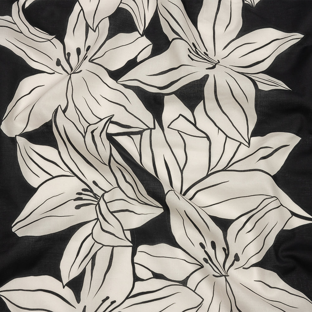Cotton Voile - Black Floral - Central Park Spring Print - Mood Exclusive Metro Collection