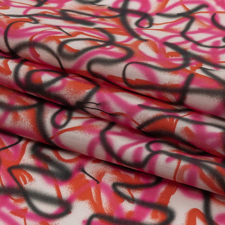 Cotton Voile - Pink Spraypaint Scribbles - Love Notorious Print - Mood Exclusive Metro Collection