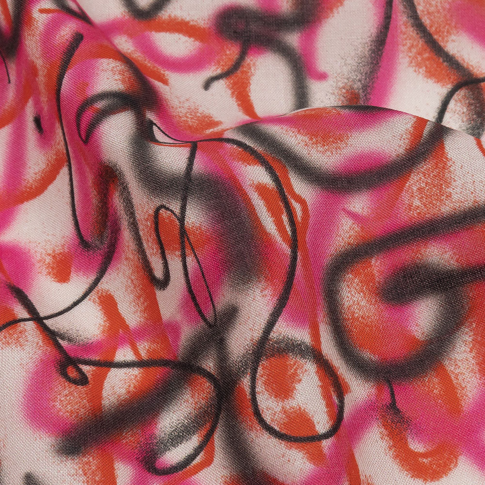 Cotton Voile - Pink Spraypaint Scribbles - Love Notorious Print - Mood Exclusive Metro Collection