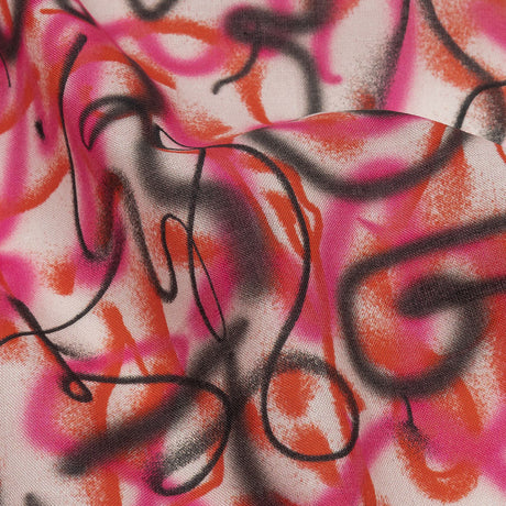 Cotton Voile - Pink Spraypaint Scribbles - Love Notorious Print - Mood Exclusive Metro Collection