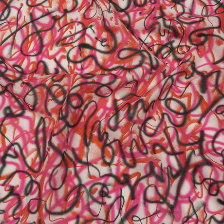 Cotton Voile - Pink Spraypaint Scribbles - Love Notorious Print - Mood Exclusive Metro Collection