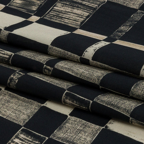 Cotton Voile - Black and White Checks - City Blocked Print - Mood Exclusive Metro Collection