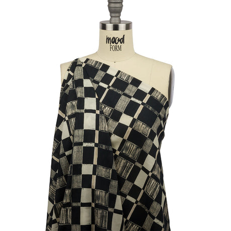 Cotton Voile - Black and White Checks - City Blocked Print - Mood Exclusive Metro Collection