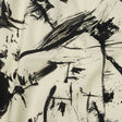Linen and Rayon Woven - Black and Ivory Abstract - Subway Lines Print - Mood Exclusive Metro Collection