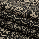 Linen and Rayon Woven - Black and White Floral Rows - Park Avenue Print - Mood Exclusive Metro Collection