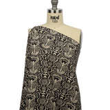 Linen and Rayon Woven - Black and White Floral Rows - Park Avenue Print - Mood Exclusive Metro Collection