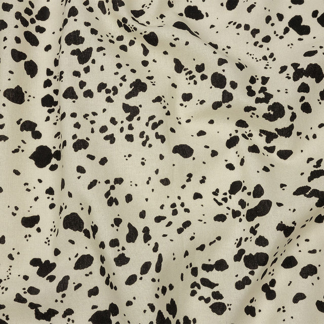 Linen and Rayon Woven - Black and White Dalmatian Spots - Fire Dogs Print - Mood Exclusive Metro Collection