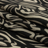 Linen and Rayon Woven - Black and White Abstract Lines - Gallery Tour Print - Mood Exclusive Metro Collection