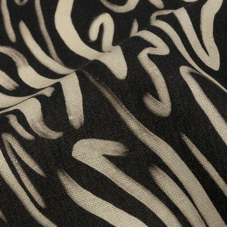 Linen and Rayon Woven - Black and White Abstract Lines - Gallery Tour Print - Mood Exclusive Metro Collection