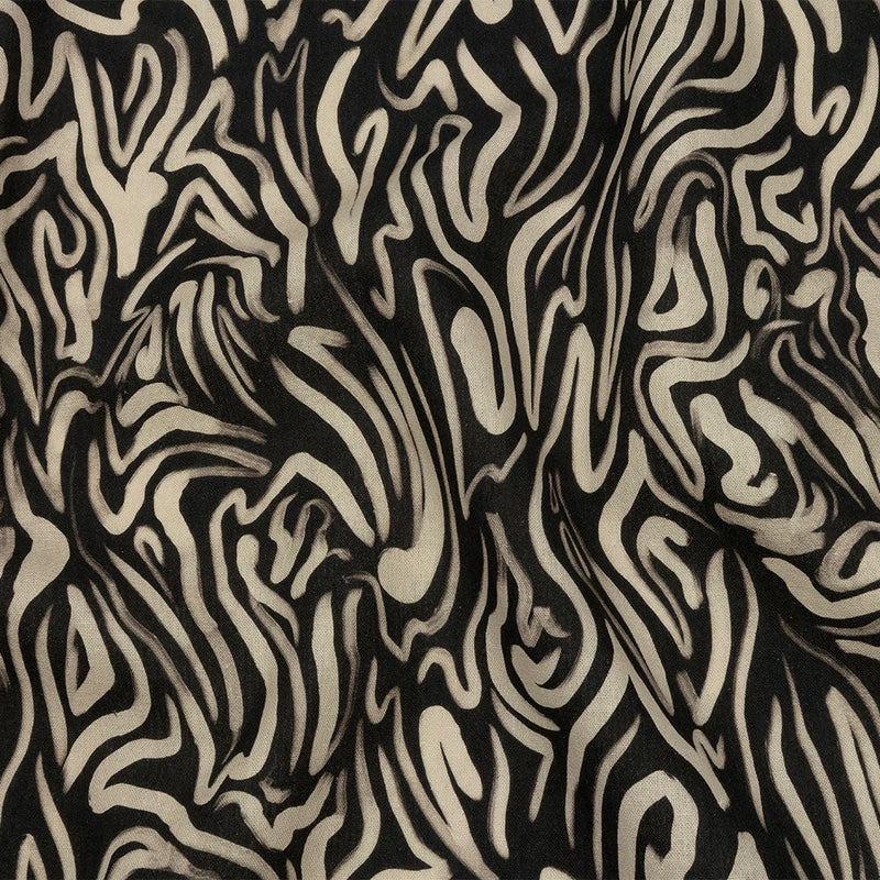 Linen and Rayon Woven - Black and White Abstract Lines - Gallery Tour Print - Mood Exclusive Metro Collection