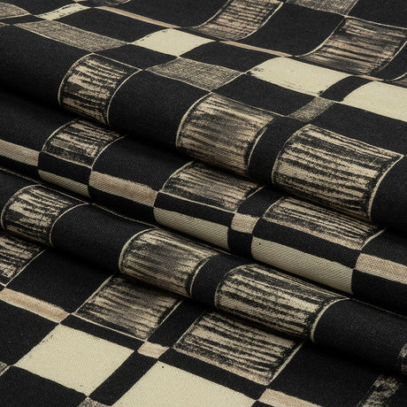 Linen and Rayon Woven - Black and White Checks - City Blocked Print - Mood Exclusive Metro Collection