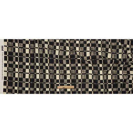 Linen and Rayon Woven - Black and White Checks - City Blocked Print - Mood Exclusive Metro Collection