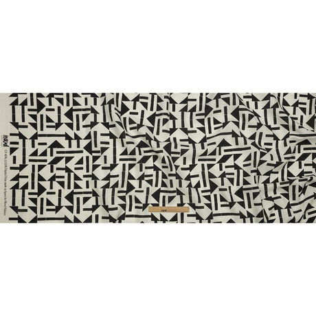 Linen and Rayon Woven - Black and White Geometric - Changing Trains Print - Mood Exclusive Metro Collection