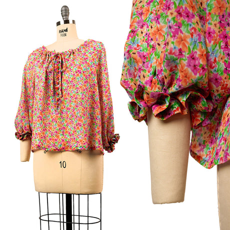 Viscose Georgette - Pink and Orange Floral - Isola Bella Print - Mood Exclusive Secret Garden Collection