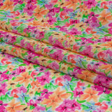 Viscose Georgette - Pink and Orange Floral - Isola Bella Print - Mood Exclusive Secret Garden Collection