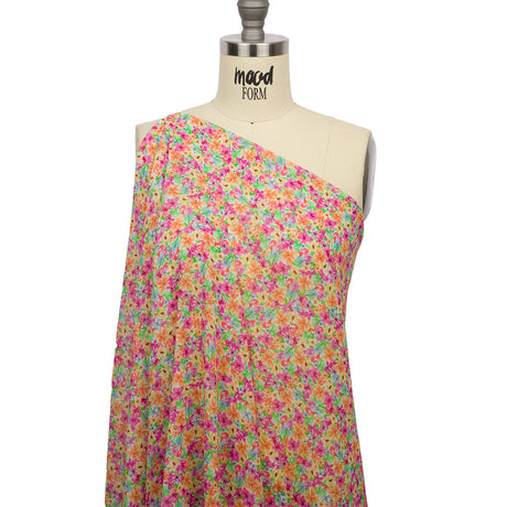 Viscose Georgette - Pink and Orange Floral - Isola Bella Print - Mood Exclusive Secret Garden Collection