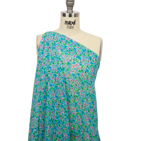 Viscose Georgette - Blue and Purple Floral - Isola Bella Print - Mood Exclusive Secret Garden Collection