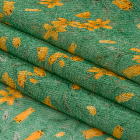 Viscose Georgette - Teal and Orange Floral - Dance with the Daffodils Print - Mood Exclusive Secret Garden Collection