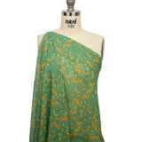 Viscose Georgette - Teal and Orange Floral - Dance with the Daffodils Print - Mood Exclusive Secret Garden Collection