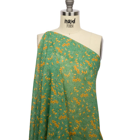 Viscose Georgette - Teal and Orange Floral - Dance with the Daffodils Print - Mood Exclusive Secret Garden Collection