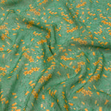Viscose Georgette - Teal and Orange Floral - Dance with the Daffodils Print - Mood Exclusive Secret Garden Collection