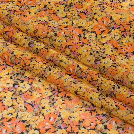 Viscose Georgette - Yellow and Orange Floral - Titania's Dream Print - Mood Exclusive Secret Garden Collection