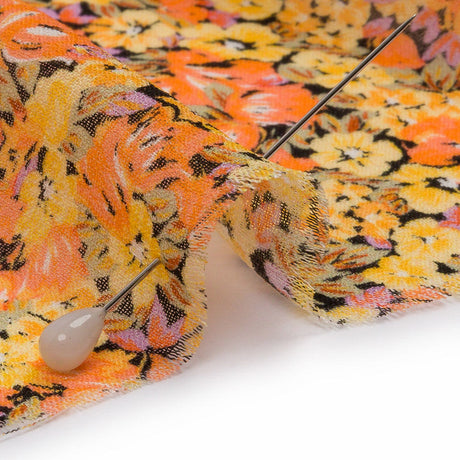 Viscose Georgette - Yellow and Orange Floral - Titania's Dream Print - Mood Exclusive Secret Garden Collection