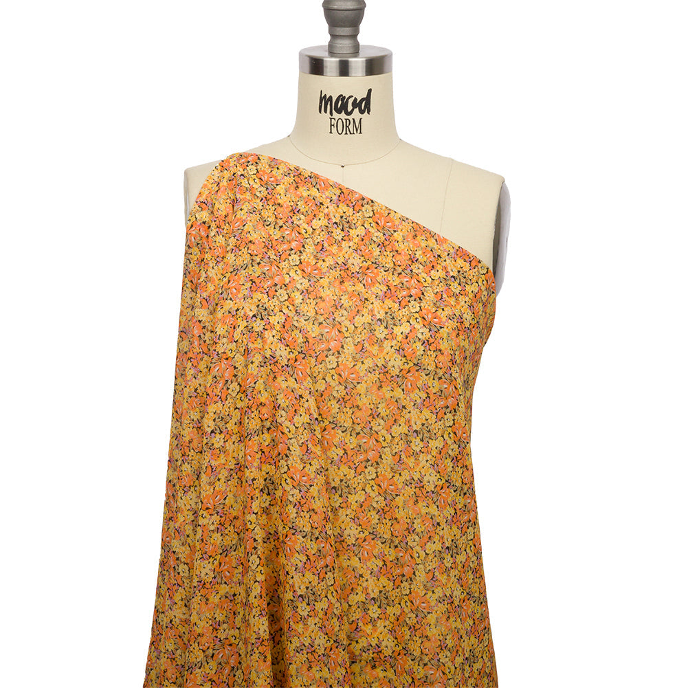 Viscose Georgette - Yellow and Orange Floral - Titania's Dream Print - Mood Exclusive Secret Garden Collection