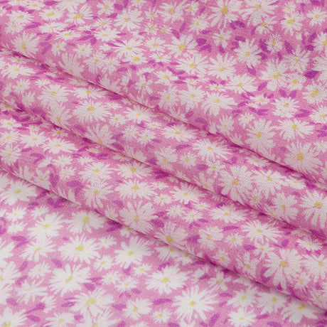 Viscose Georgette - Pink and White Floral - Sunday in the Park Print - Mood Exclusive Secret Garden Collection