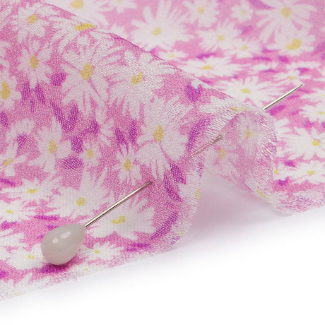 Viscose Georgette - Pink and White Floral - Sunday in the Park Print - Mood Exclusive Secret Garden Collection