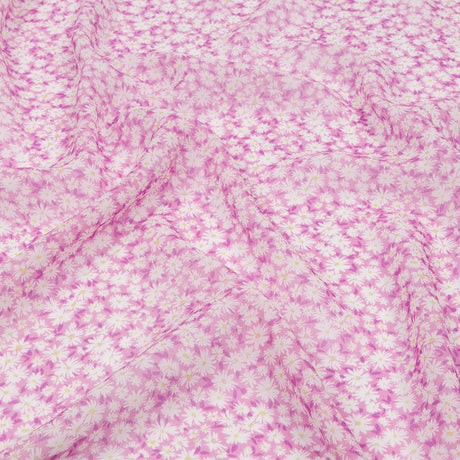 Viscose Georgette - Pink and White Floral - Sunday in the Park Print - Mood Exclusive Secret Garden Collection
