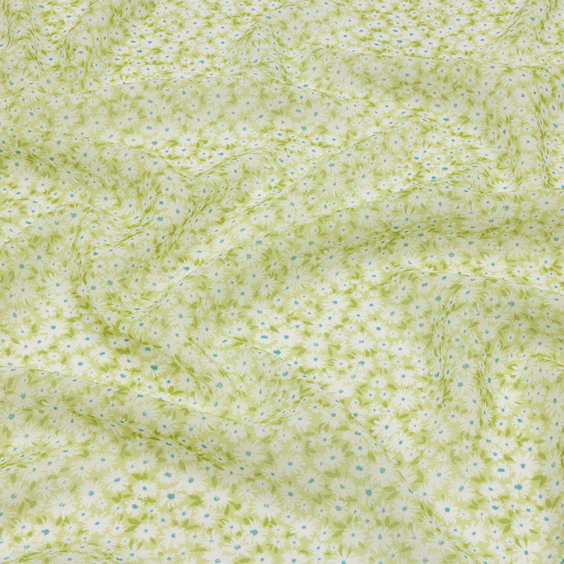 Viscose Georgette - Lime Green and White Floral - Sunday in the Park Print - Mood Exclusive Secret Garden Collection