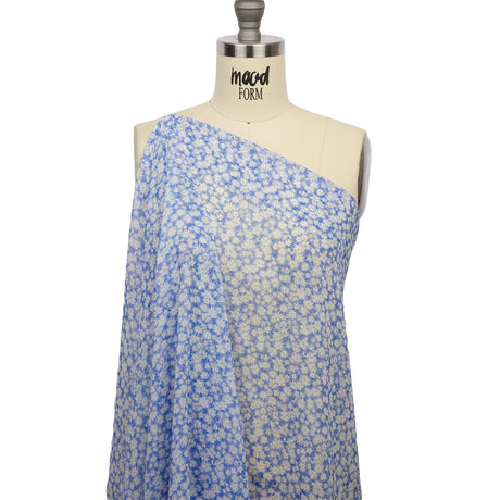 Viscose Georgette - Periwinkle and White Floral - Sunday in the Park Print - Mood Exclusive Secret Garden Collection