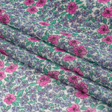 Viscose Georgette - Blue and Pink Floral - Springtime Saunter Print - Mood Exclusive Secret Garden Collection