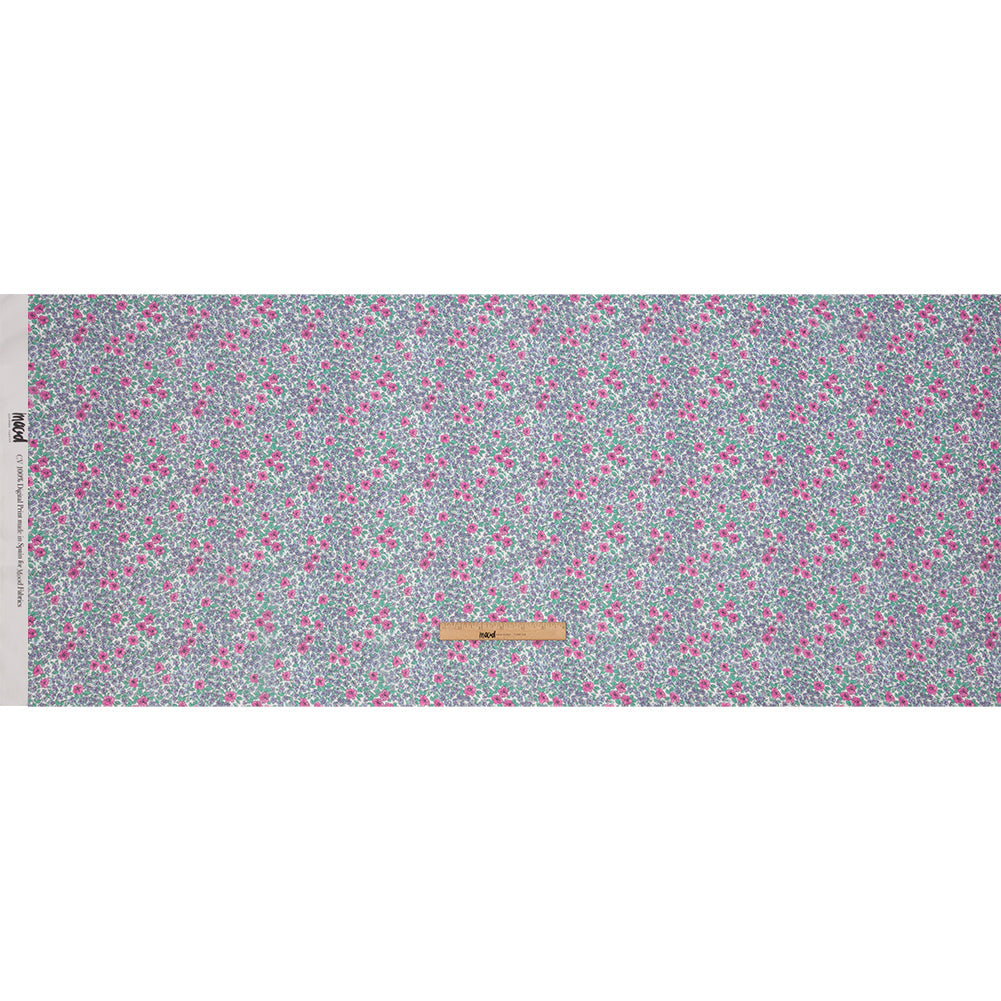 Viscose Georgette - Blue and Pink Floral - Springtime Saunter Print - Mood Exclusive Secret Garden Collection