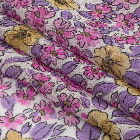 Viscose Georgette - Bigger Pink and Yellow Floral - Springtime Saunter Print - Mood Exclusive Secret Garden Collection
