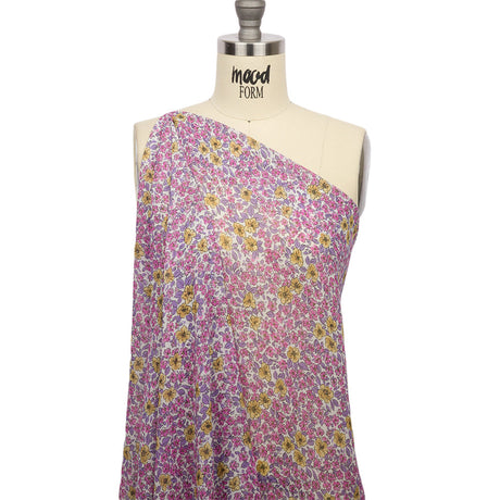 Viscose Georgette - Bigger Pink and Yellow Floral - Springtime Saunter Print - Mood Exclusive Secret Garden Collection