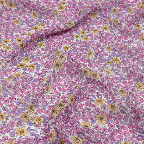 Viscose Georgette - Bigger Pink and Yellow Floral - Springtime Saunter Print - Mood Exclusive Secret Garden Collection