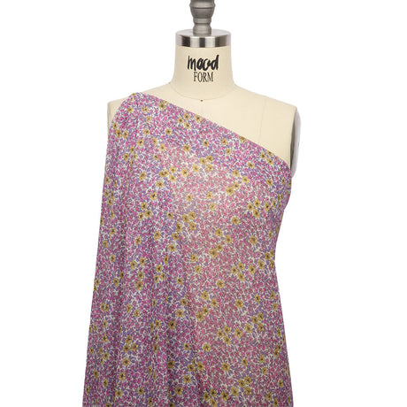 Viscose Georgette - Pink and Yellow Floral - Springtime Saunter Print - Mood Exclusive Secret Garden Collection