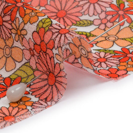 Viscose Georgette - Orange Floral - Strawberry Fields Print - Mood Exclusive Secret Garden Collection