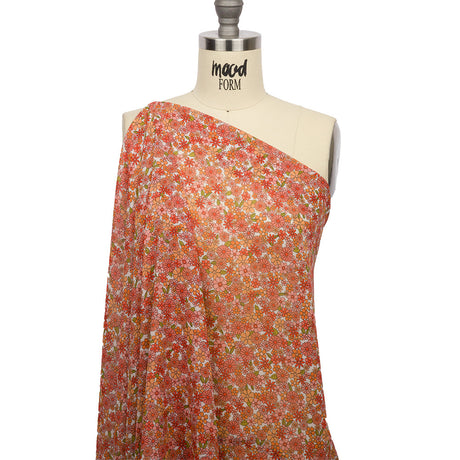 Viscose Georgette - Orange Floral - Strawberry Fields Print - Mood Exclusive Secret Garden Collection